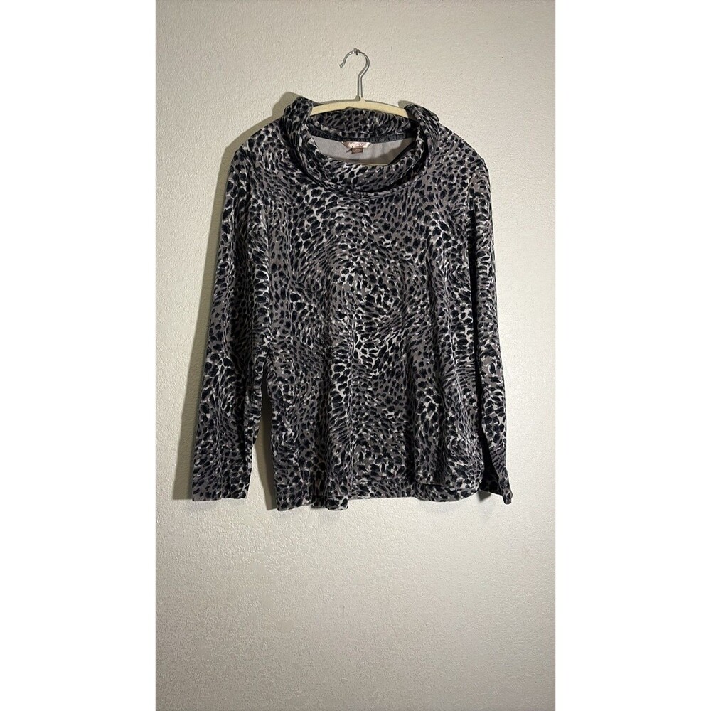 White Stag Leopard Print Velour Lounge Set Top and Pants L/XL